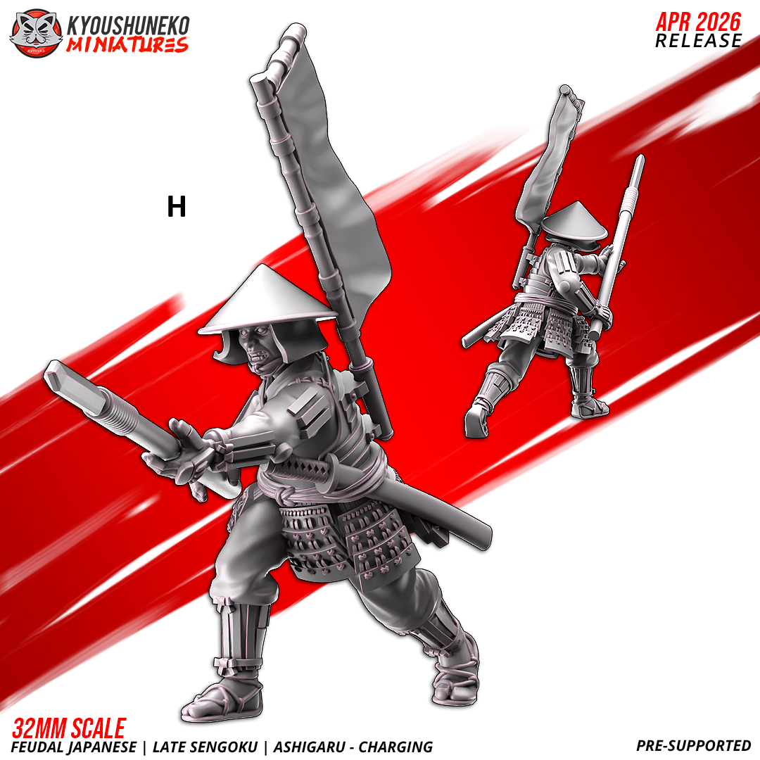 Feudal Japanese Late Sengoku Ashigaru Charging