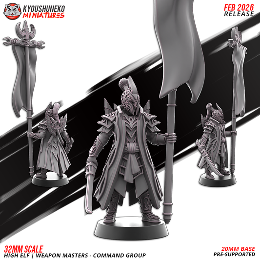 High Elf Weapon Masters - Command Group | High Elves | Kyoushuneko Miniatures