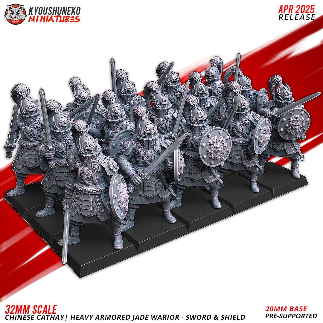 Heavy Armored Jade Warriors – Sword & Shield | Grand Cathay | Kyoushuneko Miniatures