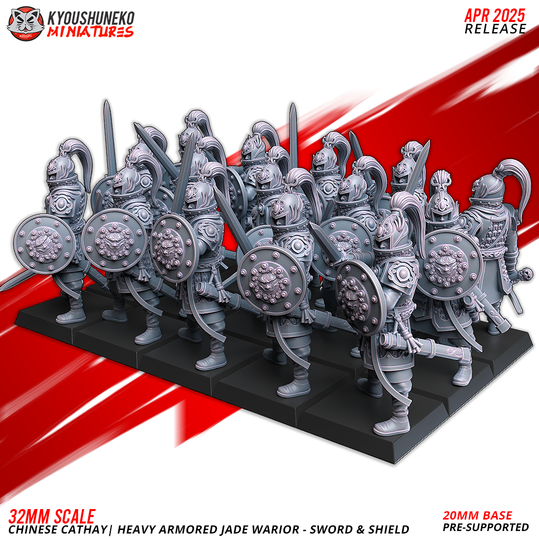 Heavy Armored Jade Warriors – Sword & Shield | Grand Cathay | Kyoushuneko Miniatures