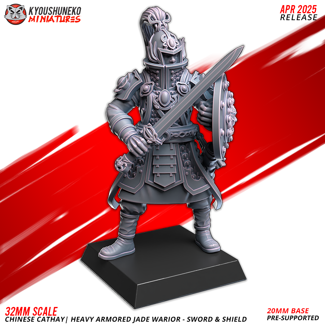 Heavy Armored Jade Warriors – Sword & Shield | Grand Cathay | Kyoushuneko Miniatures