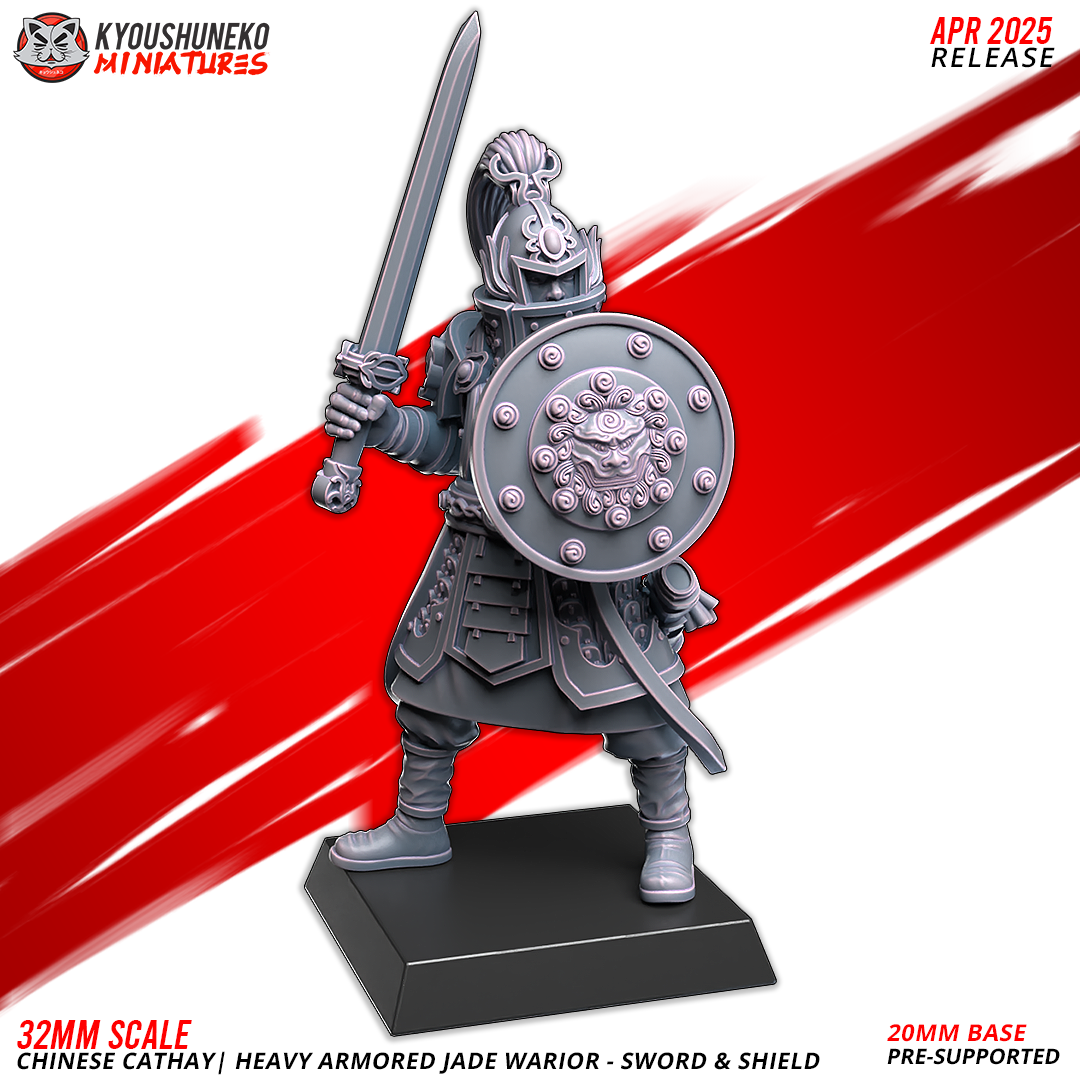 Heavy Armored Jade Warriors – Sword & Shield | Grand Cathay | Kyoushuneko Miniatures