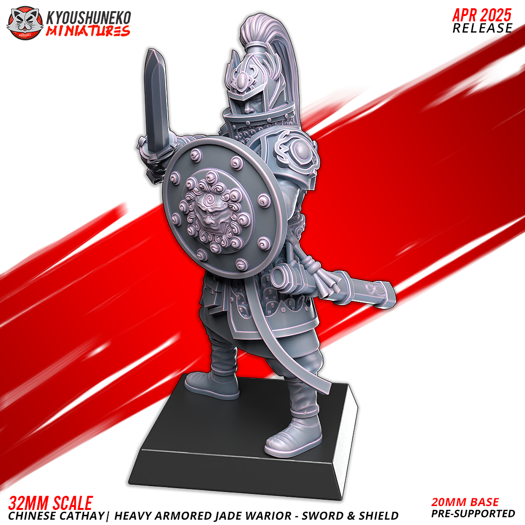 Heavy Armored Jade Warriors – Sword & Shield | Grand Cathay | Kyoushuneko Miniatures