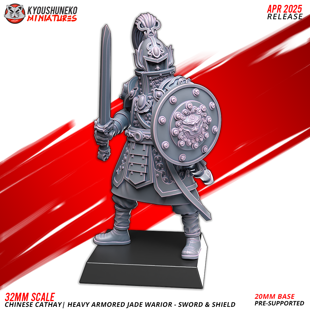 Heavy Armored Jade Warriors – Sword & Shield | Grand Cathay | Kyoushuneko Miniatures