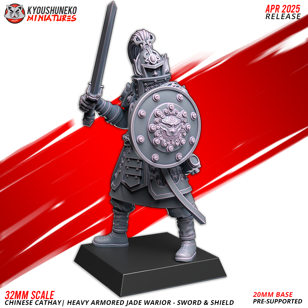 Heavy Armored Jade Warriors – Sword & Shield | Grand Cathay | Kyoushuneko Miniatures