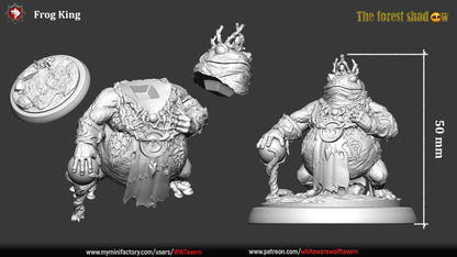 Frog King | The Forest Shadow | Resin 3D Printed Miniature | White Werewolf Tavern