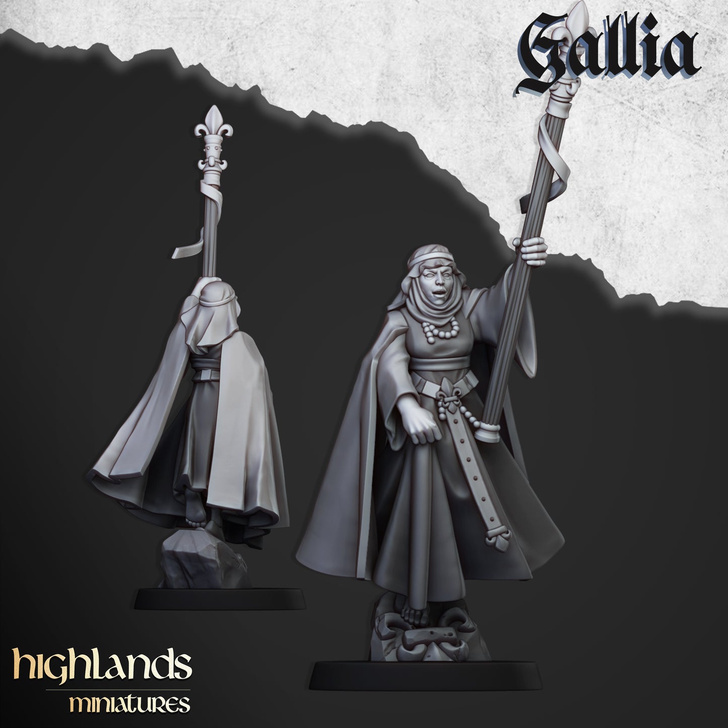 Damsel of Gallia on Foot | Gallia, the Medieval Kingdom | Highlands Miniatures