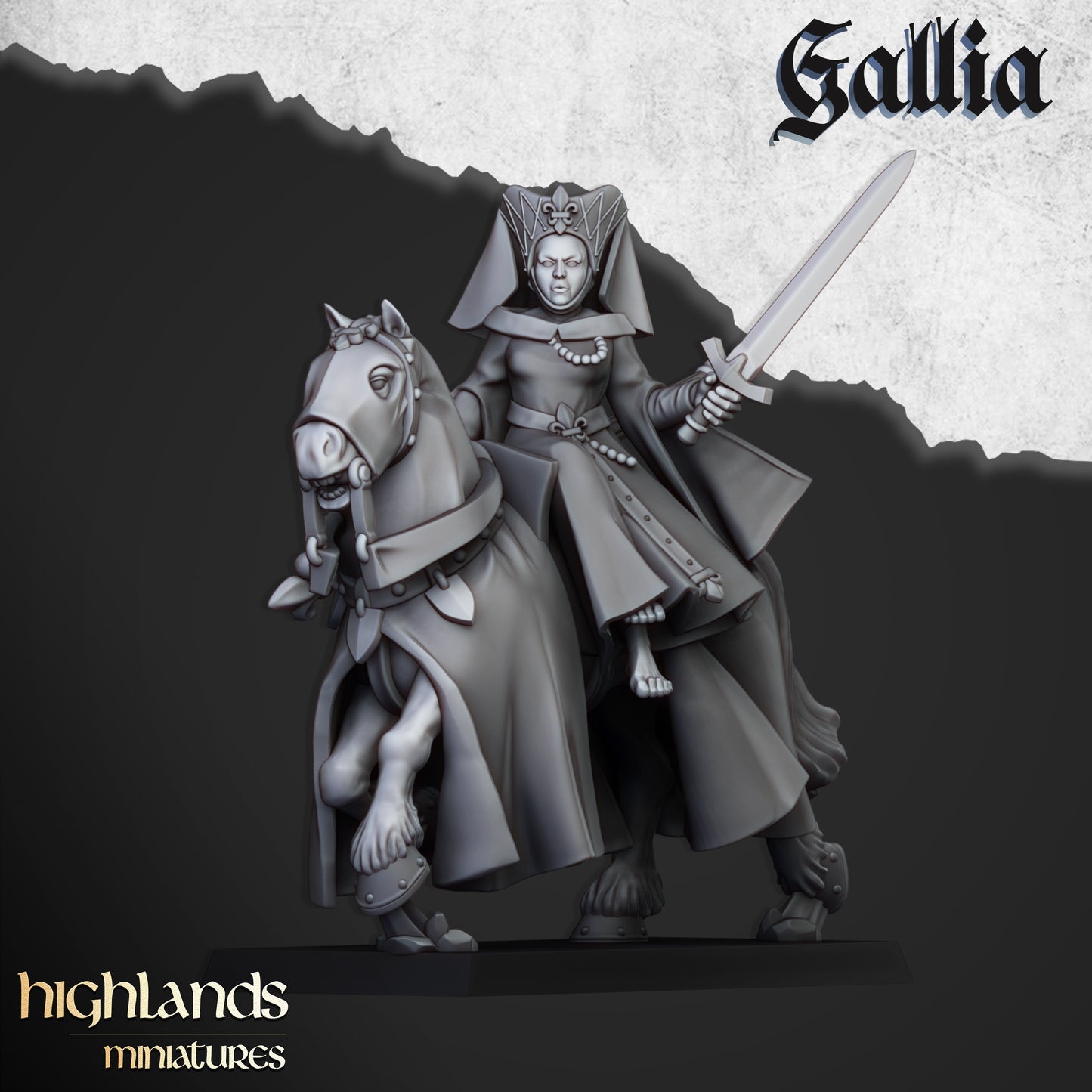 Mounted Damsel of Gallia | Gallia, the Medieval Kingdom | Highlands Miniatures