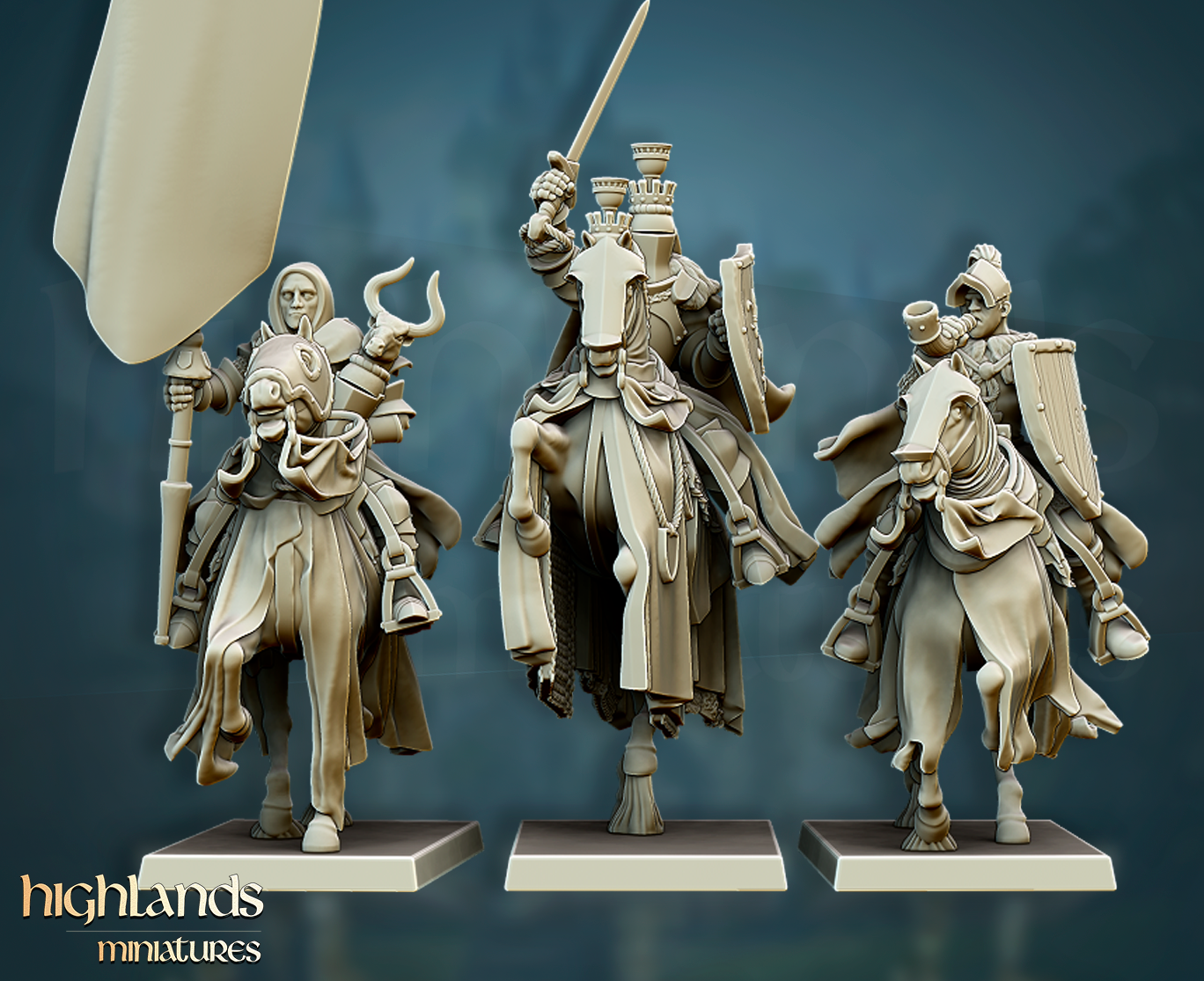 Grail Knights Command Group | Gallia, the Medieval Kingdom | Highlands Miniatures