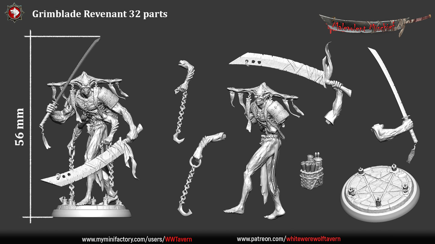 Grimblade Revenant - heroic miniature | Malevolent Mischief | White Werewolf Tavern