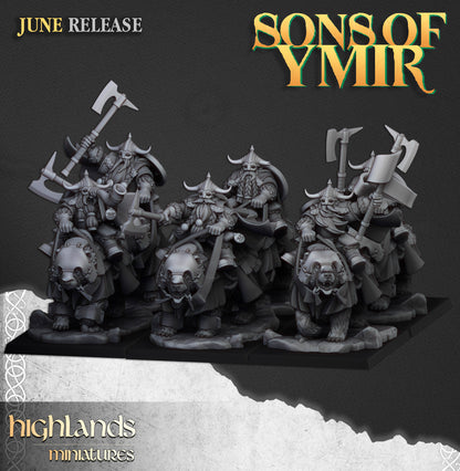 Mounted Heavy Dwarfs, a unit of armored dwarf knights riding war bears