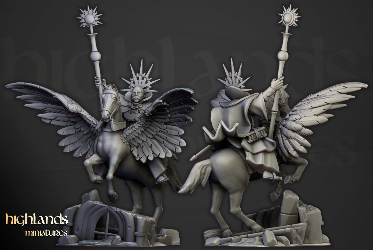 High Wizard on Pegasus | Sunland, Empire of the Sun | Highlands Miniatures