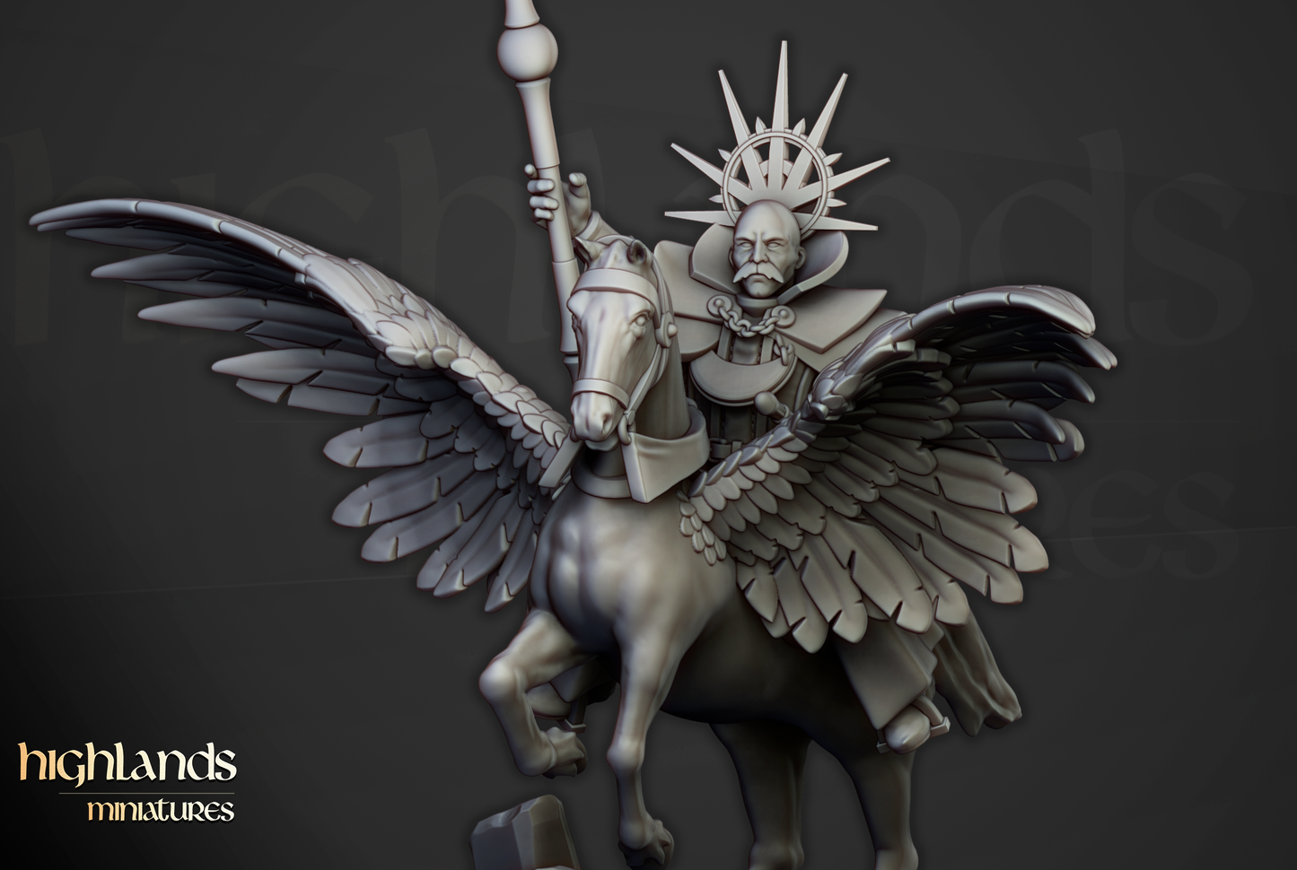 High Wizard on Pegasus | Sunland, Empire of the Sun | Highlands Miniatures