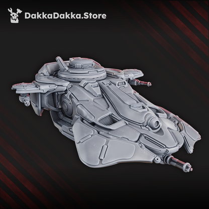 Black Sun Covenant hover tank side view, sci-fi grav vehicle by Dakka Dakka