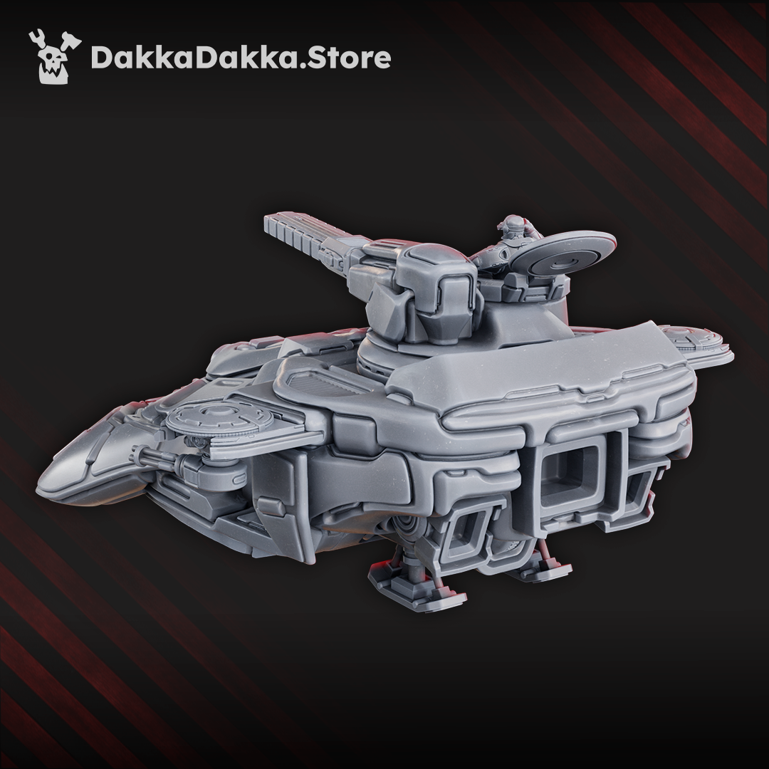 Black Sun Covenant hover tank with heavy cannon turret, sci-fi grav vehicle by Dakka Dakka