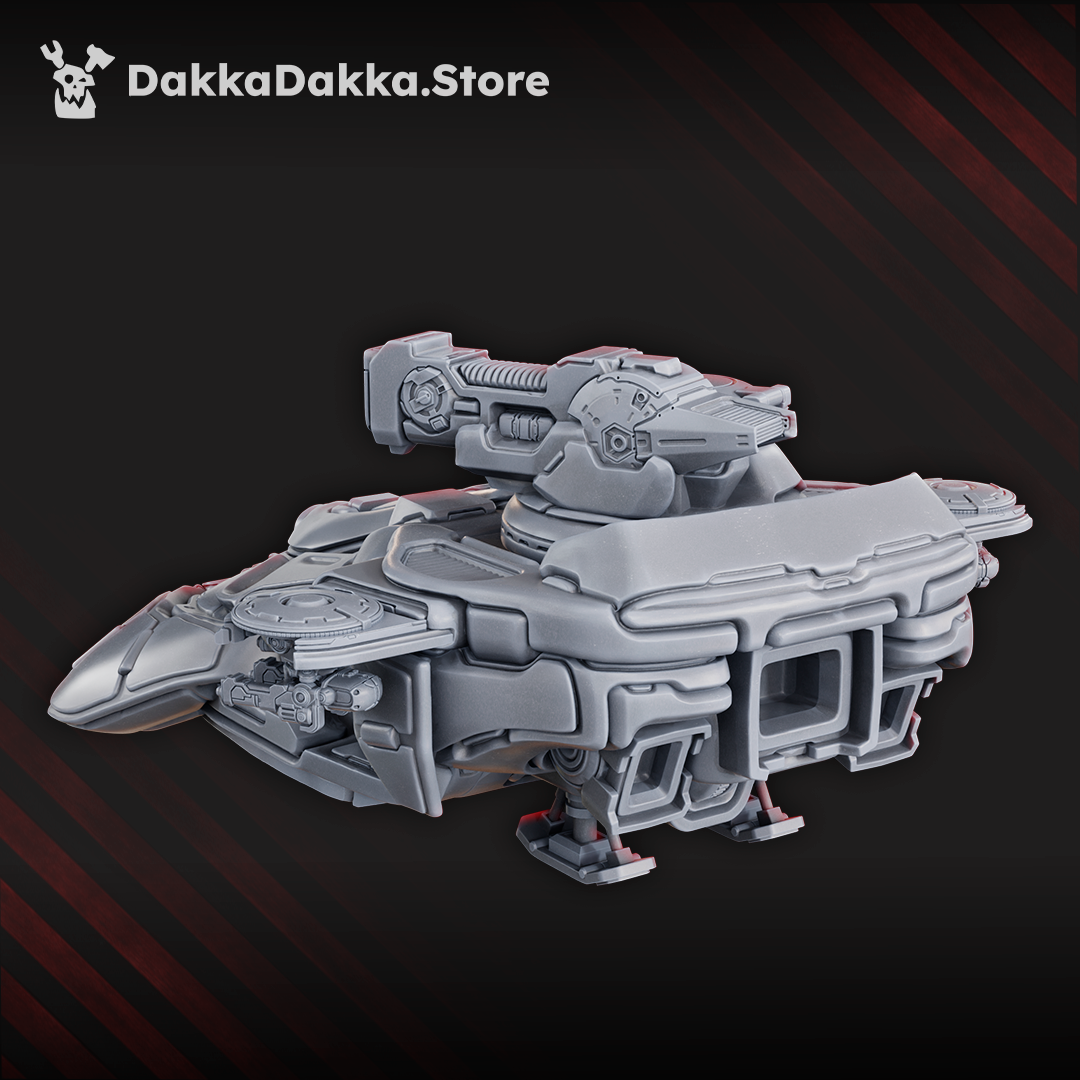 Black Sun Covenant hover tank with twin cannon turret, sci-fi grav vehicle by Dakka Dakka
