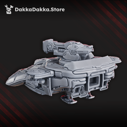 Black Sun Covenant hover tank with twin cannon turret, sci-fi grav vehicle by Dakka Dakka