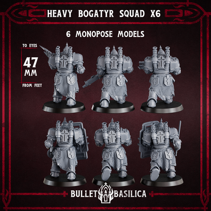 Heavy Bogatyr Squad rear view, twin exhaust stacks and cross-marked back plates, Bullet Basilica render