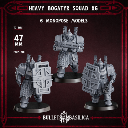 Heavy Bogatyr Squad, the flamethrower model and the two breaching shield models, Bullet Basilica render