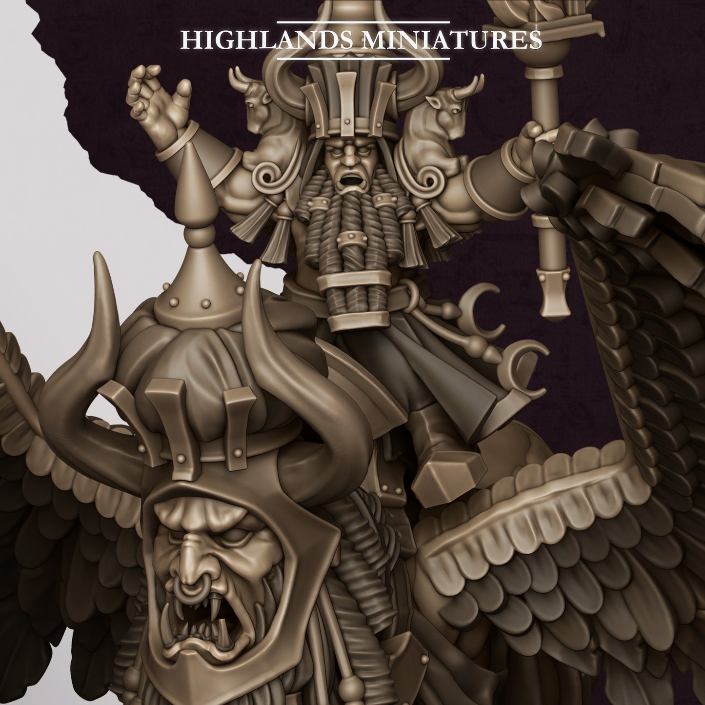 Great Sorcerer Of Marduk On Lamassu | Sons of Marduk | Highlands Miniatures