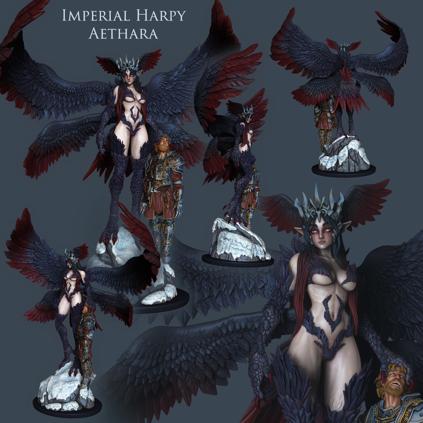 Harpy Swarm - Queen Aethara | NSFW or SFW | Resin 3D Printed Pinup | Ronin Arts Workshop