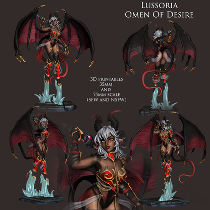 Lussoria the Succubus - Omen of Desire | NSFW or SFW | Resin 3D Printed Pinup | Ronin Arts Workshop