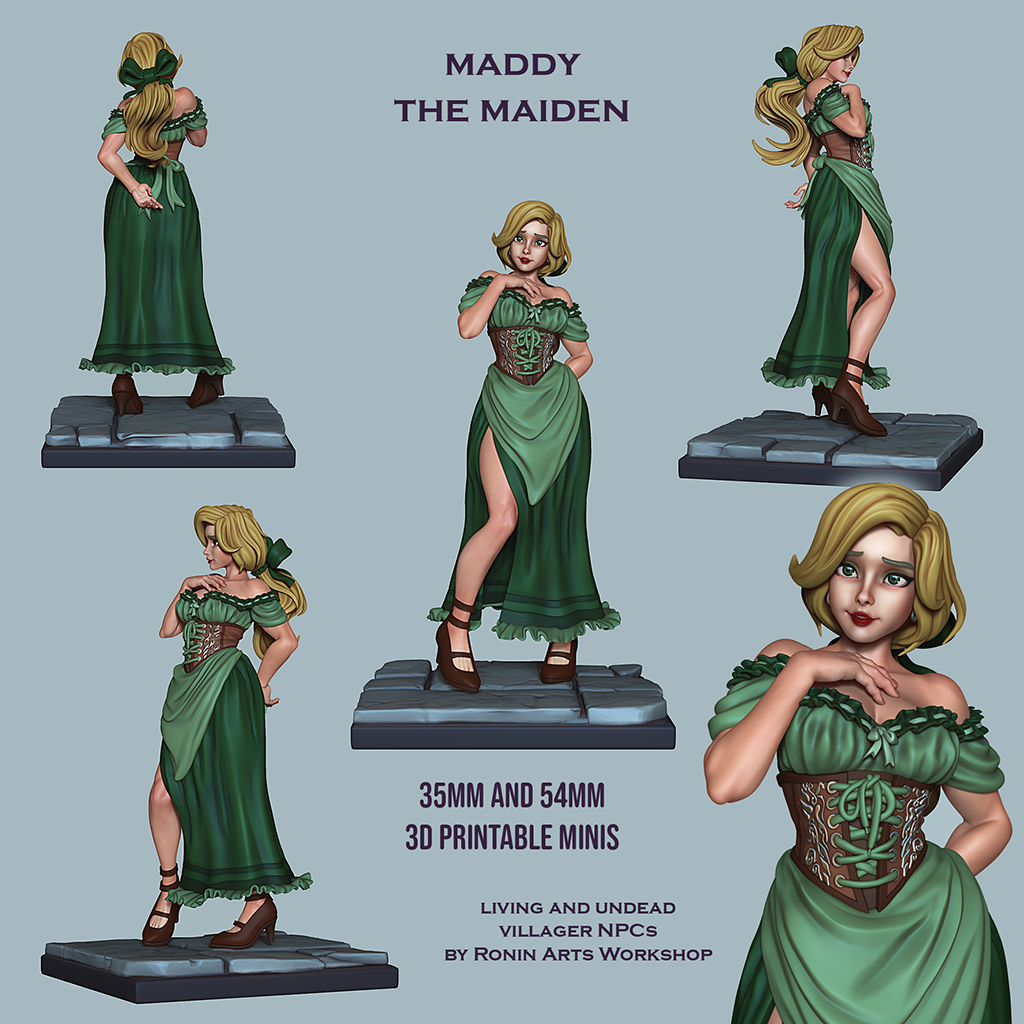 Maddy the Maiden - (Living or Undead Version) | Fantasy RPG Miniatures | Ronin Arts Workshop