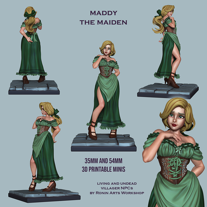 Maddy the Maiden - (Living or Undead Version) | Fantasy RPG Miniatures | Ronin Arts Workshop