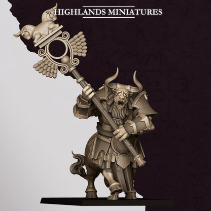 Marduk Minotaurs – Command Group | Sons of Marduk | Highlands Miniatures