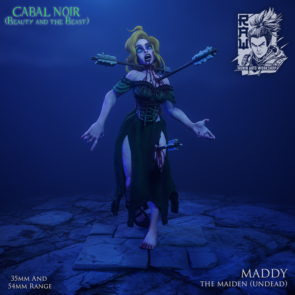 Maddy the Maiden - (Living or Undead Version) | Fantasy RPG Miniatures | Ronin Arts Workshop