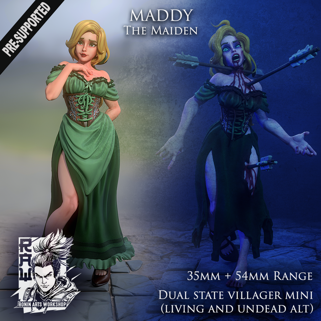 Maddy the Maiden - (Living or Undead Version) | Fantasy RPG Miniatures | Ronin Arts Workshop