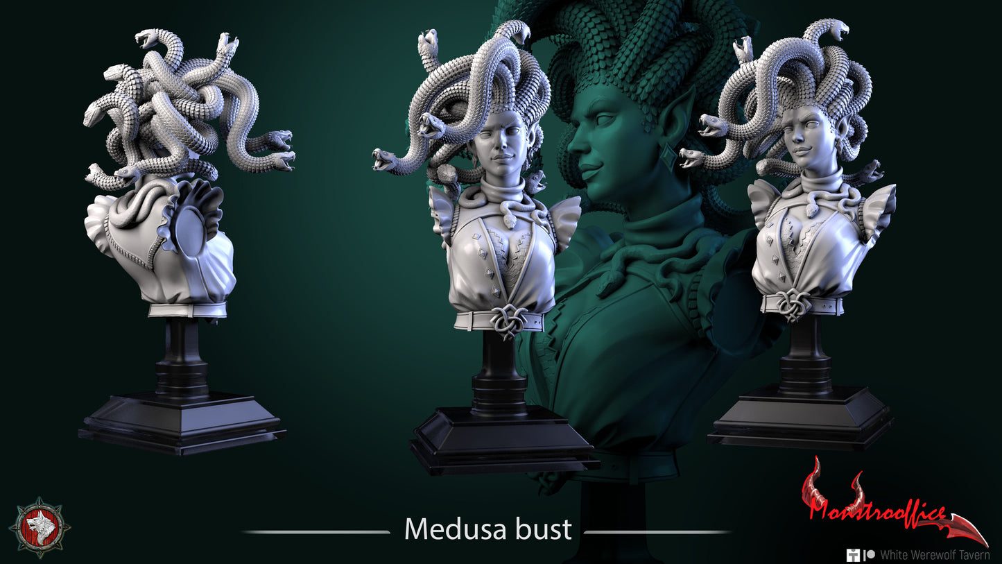 Medusa - Bust | Monstrooffice | Resin 3D Printed Miniature | White Werewolf Tavern