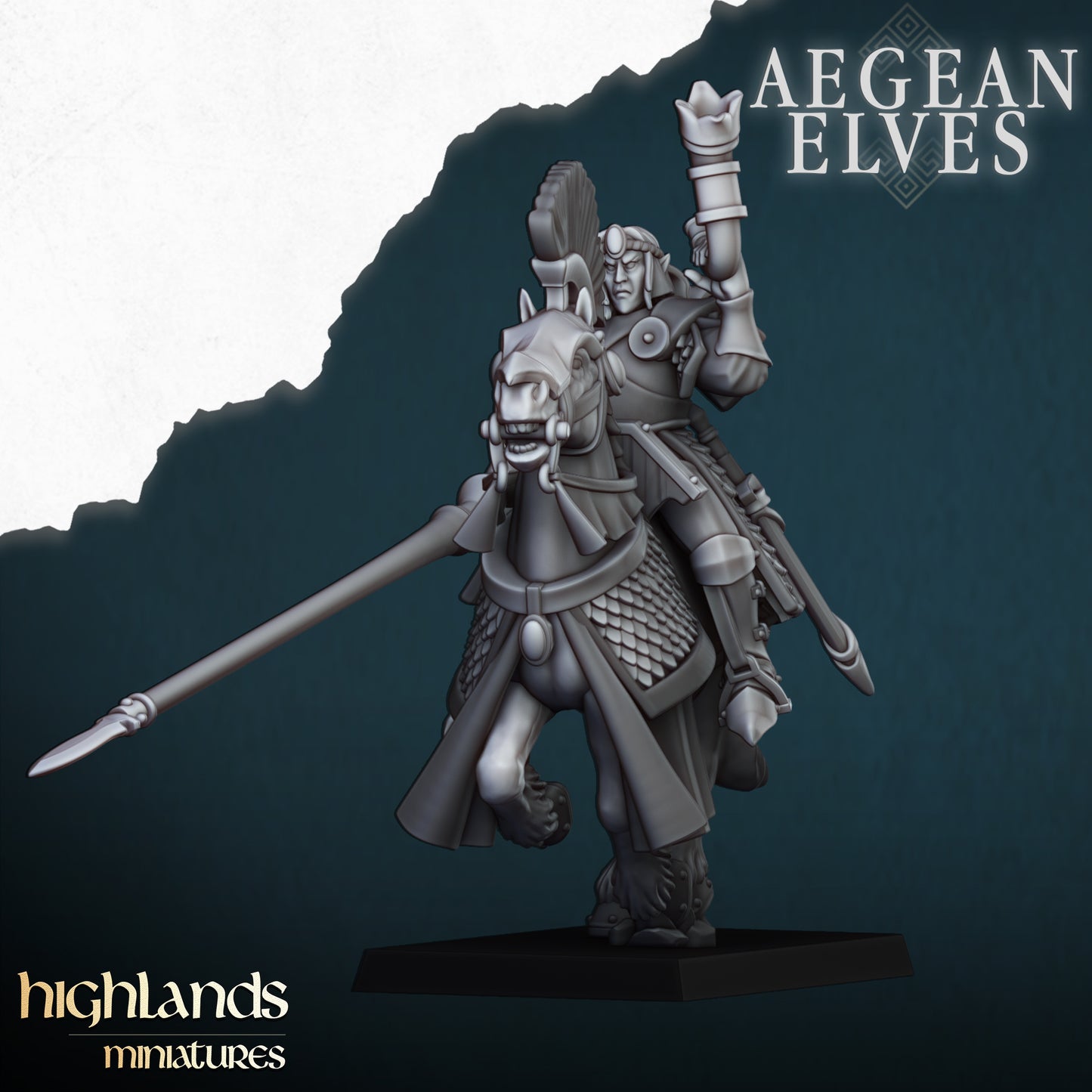 Aegean Elves Mounted Lances Command Group | Highlands Miniatures