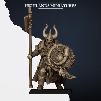 Norse Huscarls Model A built with the halberd option instead of the axe, Highlands Miniatures render