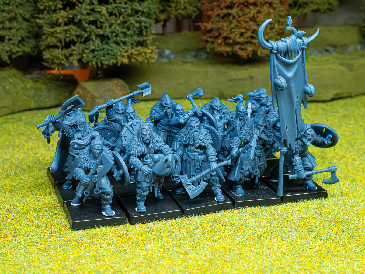 Norse Raiders unit printed and assembled, designer's photo, Highlands Miniatures