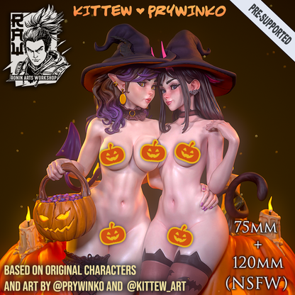 Double Pinup - Prywinko and Kittew | Clothed or Nude | Resin 3D Printed Pinup | Ronin Arts Workshop