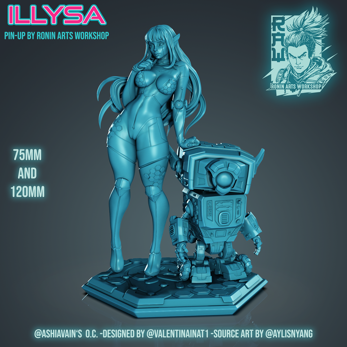 Illysa | Clothed or Nude | Resin 3D Printed Pinup | Ronin Arts Workshop