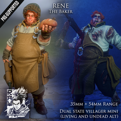 Rene The Baker - (Living or Undead Version) | Fantasy RPG Miniatures | Ronin Arts Workshop
