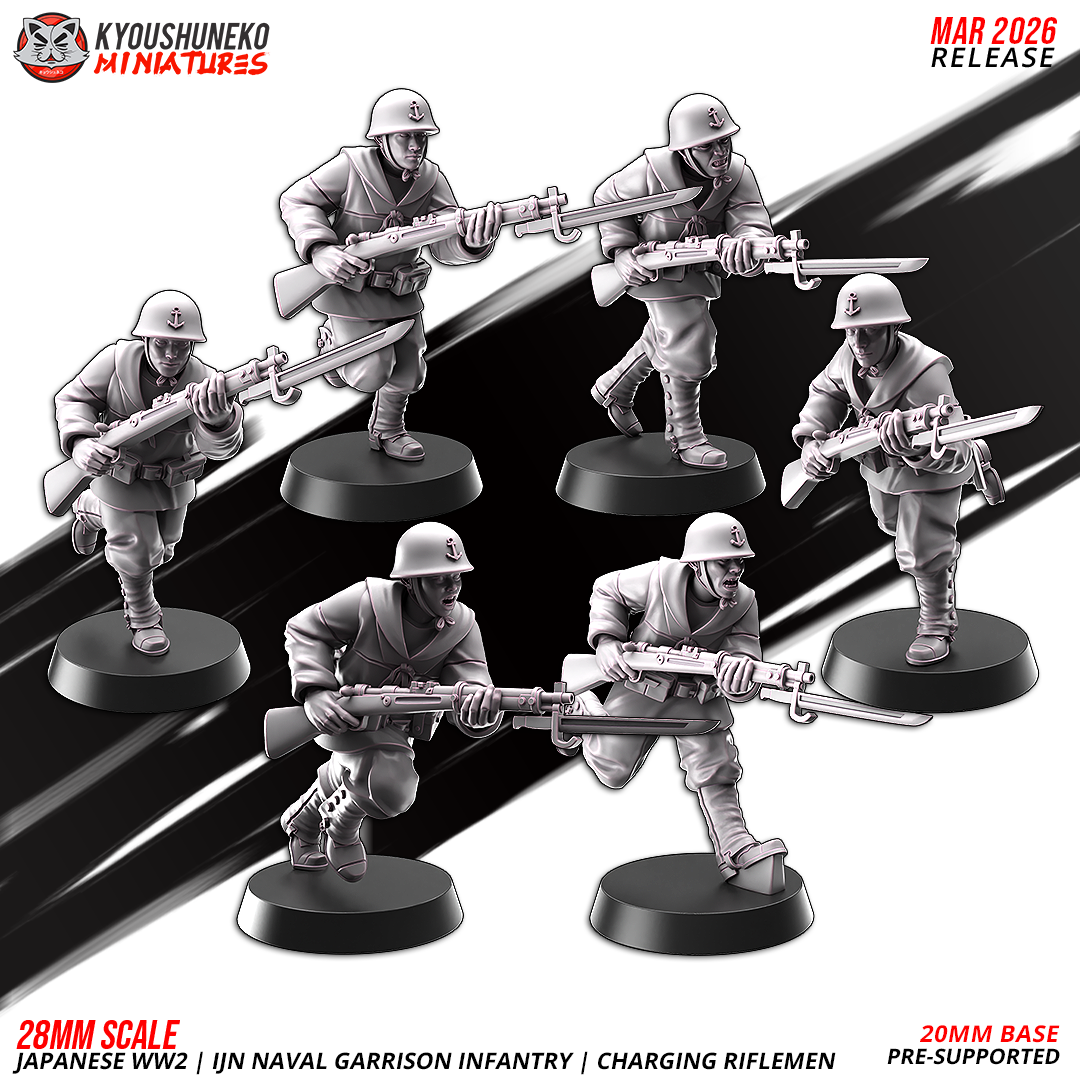 Naval Garrison Infantry - Charging Riflemen | Imperial Japanese Army | Kyoushuneko Miniatures