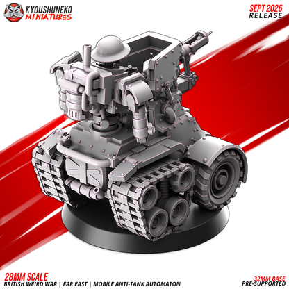 Mobile Anti-Tank Automaton rear view with twin-roller track units and exhaust, by Kyoushuneko.