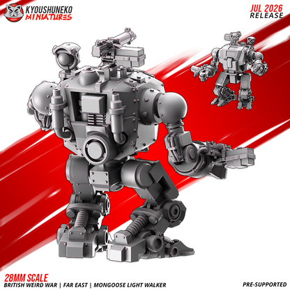 Mongoose Light Walker rear view with the exhaust stacks, searchlight and sprung leg joints, by Kyoushuneko.