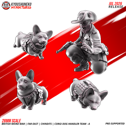 Chindit Corgi Dog Handler A resin sculpt with separate slouch-hat head and armoured war-corgi detail