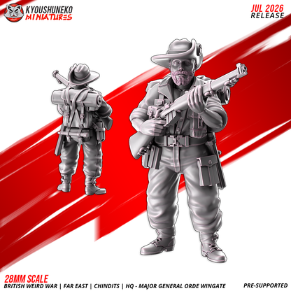 British Far East Chindit HQ escort resin miniature with slouch hat, backpack and bedroll, front and rear views