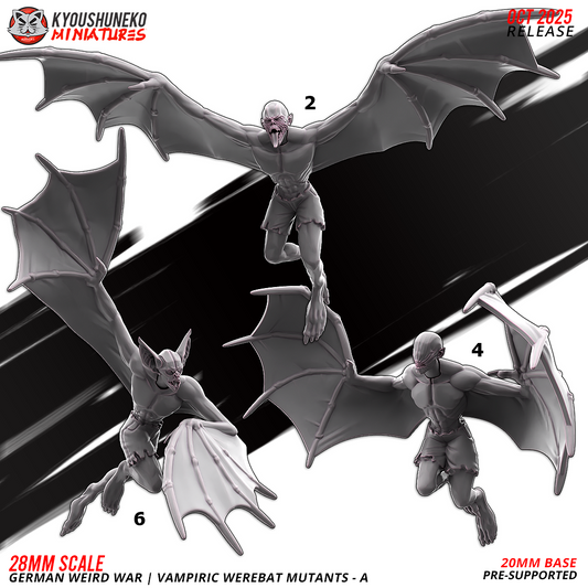 Vampiric Werebat Mutants | Germany | Weird War II | Kyoushuneko Miniatures
