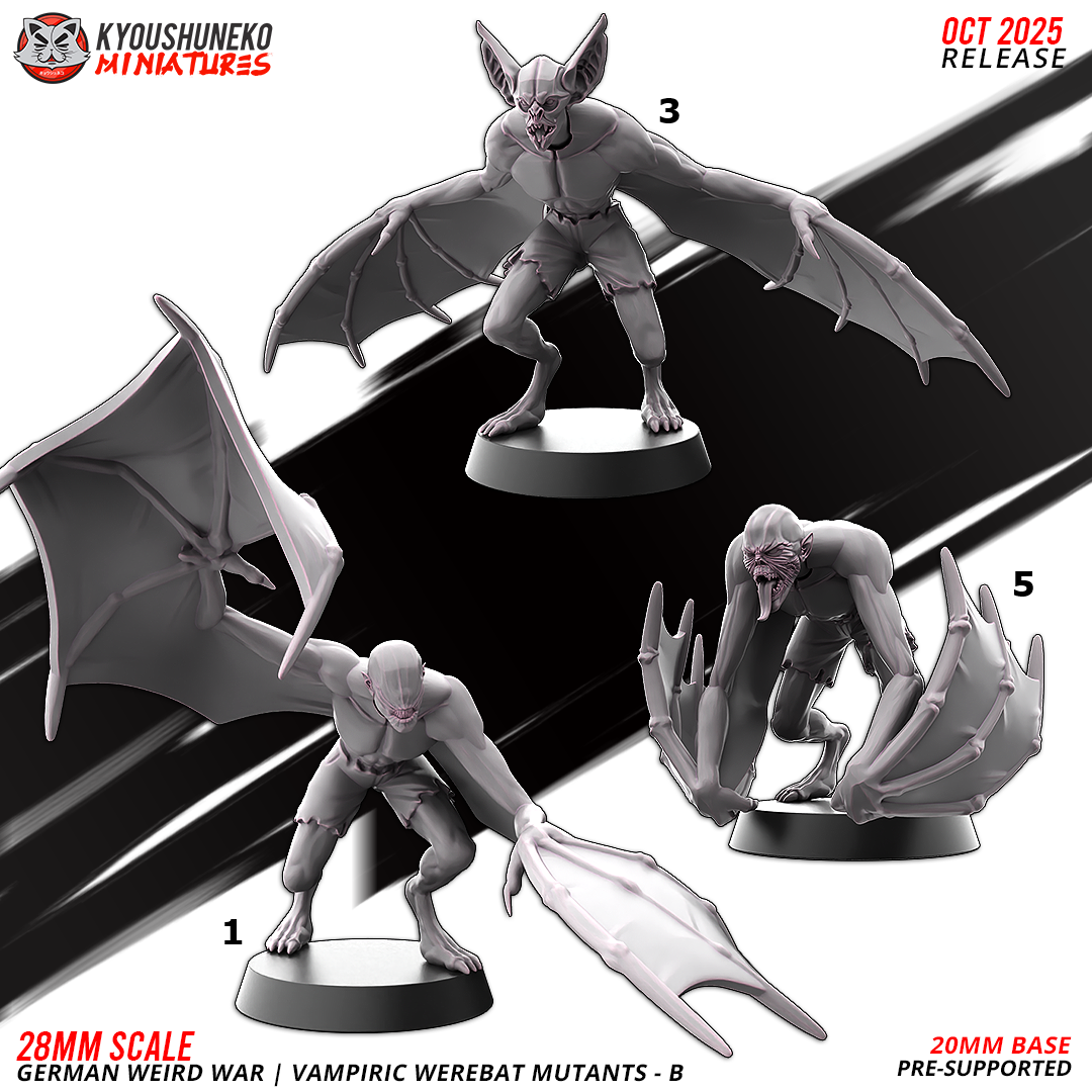 Vampiric Werebat Mutants | Germany | Weird War II | Kyoushuneko Miniatures