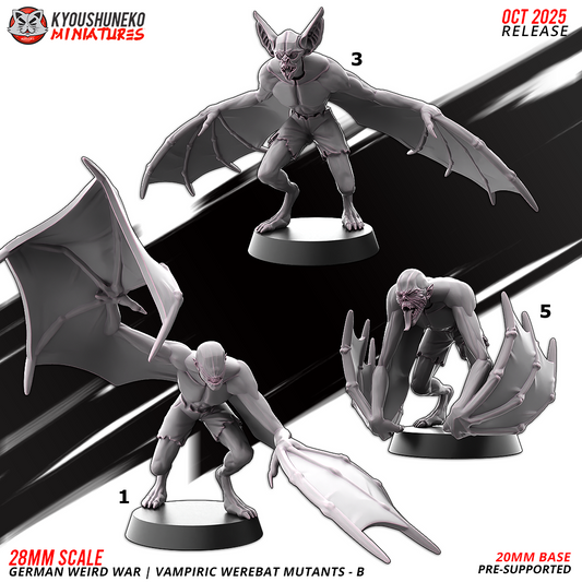 Vampiric Werebat Mutants | Germany | Weird War II | Kyoushuneko Miniatures