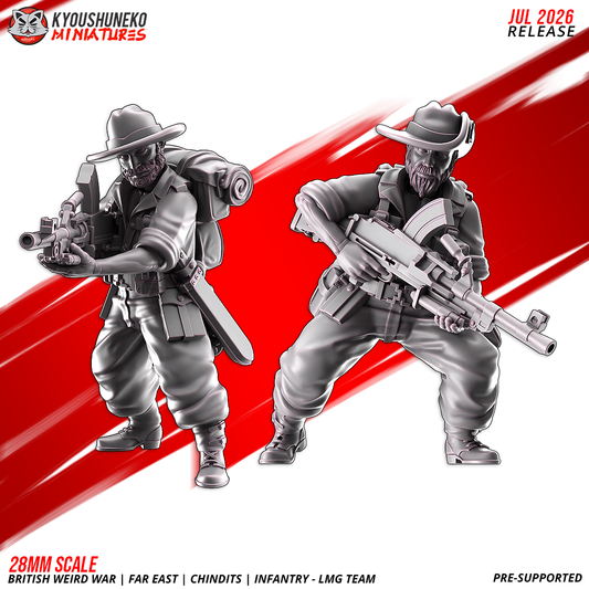British WW2 Far East Chindit LMG team miniatures, both light machine gun gunners by Kyoushuneko