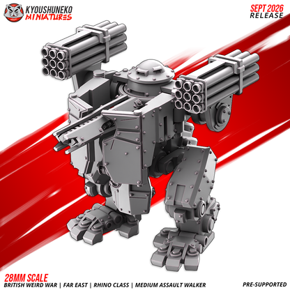 Rhino Medium Assault Walker side profile with the rocket pod and ram blade, by Kyoushuneko.
