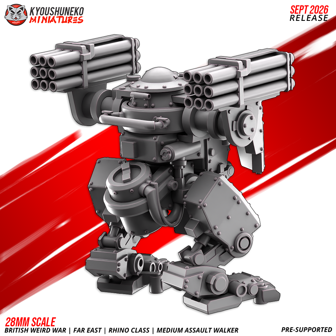 Rhino Medium Assault Walker rear view with the engine housing and leg joints, by Kyoushuneko.