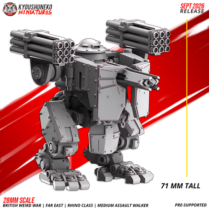 Rhino Medium Assault Walker designer size reference: 71 mm tall at the original scale, by Kyoushuneko.